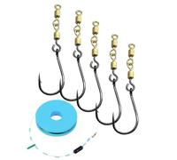 MYGLOAR 5 Pezzi in Fishing Rotate Rig Hooks | 15 ganci rotanti con perla di tungsteno | Ganci rotore misura 5-6 | Accessori per la pesca alla per spigole e castagne, con lenza da 7,2 m