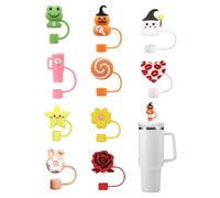 MYGLOAR Confezione da 10 coperture per cannucce da 10 mm, coperture per cannucce in silicone, accessori per cannucce in materiale siliconico antipolvere, riutilizzabili per cannucce da 0,4"/10 mm