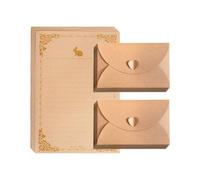 MYGLOAR Confezione da 30 Mini Buste con Carta da Lettere - Mini Buste Kraft Vintage, Biglietti Vuoti, Buste Piccole con Chiusura a Forma di Cuore per Biglietti Regalo, DIY, Natale