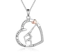 MYGLOAR Gioielli Catena in Argento 925 Pregiato, Collana Ginnastica, Collana con Ciondolo Ginnastica a Forma di Cuore in Argento Sterling 925, Regalo a Tema Ballerina Gioielli Sportivi per Donne