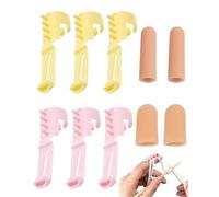 MYGLOAR Set da 10 pezzi: 6 anelli regolabili per uncinetto, anelli per uncinetto per dita, 4 protezioni in silicone per le dita, guide per filati e protezioni per le dita per lavorare a maglia e