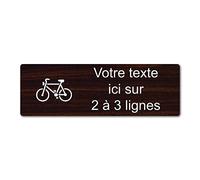 Mygoodprice Targhetta con incisione personalizzata autoadesiva Logo Bicicletta, 30 x 10 cm, personalizzata da 1 a 3 linee, legno