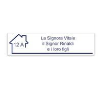 Mygoodprice - Targhetta incisa con nome e numero autoadesiva per cassetta delle lettere, 10 x 2,5 cm, personalizzabile, da 1 a 3 righe, bianca con scritte blu