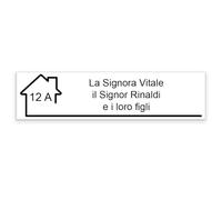 Mygoodprice - Targhetta incisa con nome e numero autoadesiva per cassetta delle lettere, 10 x 2,5 cm, personalizzabile, da 1 a 3 righe, bianca con scritte nere