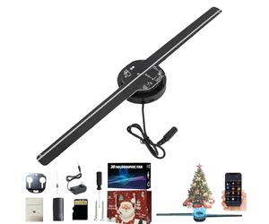 MyHoloScreen, ventola 3D ologramma con ologramma 3D, proiettore con ologramma LED 3D, con telecomando WiFi e app, proiettore LED HD da 41,9 cm, per negozi, bar, Natale (2)