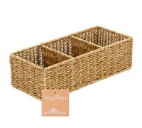 myHomeBody Cesto in vimini con 3 scomparti, cesti in tessuto per l'organizzazione, organizer e stoccaggio, cesto portaoggetti per WC, noce scuro, 1 pezzo