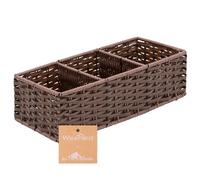 myHomeBody Cesto in vimini con 3 scomparti, cesti in tessuto per l'organizzazione, organizer e stoccaggio, cesto portaoggetti per WC, noce scuro, 1 pezzo