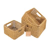 myHomeBody Cesto portaoggetti in vimini, cubi portaoggetti, cesto intrecciato per organizzazione e conservazione, set of 3