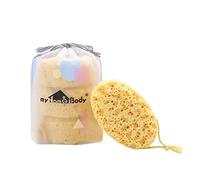 myHomeBody Spugna da bagno, spugna di spugna di loofah, spugna per il corpo per la doccia - Dimensioni grandi, molta schiuma, Oval, confezione da 3 pz.