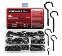 MYHongLe 184 ganci a vite per viti, ganci da soffitto, viti a gancio con filettatura in legno, gancio a vite in metallo con filettatura per piante sospese, tazze da tè chiavi (184)