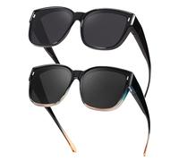 Myiaur Confezione da 2 occhiali da sole da donna, taglie forti, alla moda, con protezione UV400, polarizzata, per guida e attività all'aperto, A02 (confezione da 2) nero + marrone nero