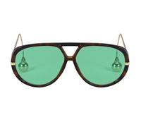 Myiaur Occhiali da sole da donna con orecchini alla moda oversize occhiali da sole di design, protezione UV e accessori alla moda, A02 Montatura Tartaruga Lenti Verdi