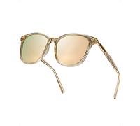 Myiaur Occhiali da sole polarizzati da donna con lenti a specchio retrò e protezione UV400, occhiali grandi alla moda ed eleganti, Specchio - Montatura Grigio Chiaro - Lenti Oro