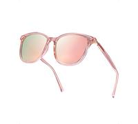 Myiaur Occhiali da sole polarizzati da donna con lenti a specchio retrò e protezione UV400, occhiali grandi alla moda ed eleganti, Specchio -Montatura Rosa Chiaro - Lenti Rosa Chiaro