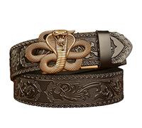 MYIESAXL Cintura da Uomo con Cricchetto Automatico Decorazione per Cintura in Pelle con Goffratura Floreale con Fibbia per Cintura Chiusura Automatica con Animali Occidentali