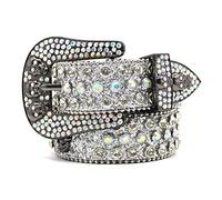 MYIESAXL Cintura in Pelle da Donna da Uomo Cintura con Teschio Decorato con Brillantini Cintura da Cowgirl Occidentale Rivetti Cintura con Strass Punk per Pantaloni Jeans Abiti