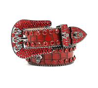 MYIESAXL Cintura in Pelle da Donna da Uomo Cintura con Teschio Decorato con Brillantini Cintura da Cowgirl Occidentale Rivetti Cintura con Strass Punk per Pantaloni Jeans Abiti