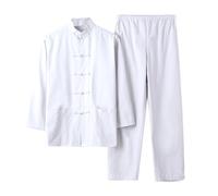 MYIESAXL Pantaloni da Giacca per Arti Marziali Kung Fu in Puro Cotone - Abito da Uomo Tang Hanfu, Abiti Tai Chi in Lino A Maniche Lunghe, Uniforme da Meditazione Zen
