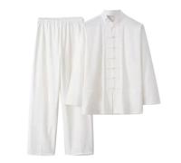 MYIESAXL Puro Cotone Tai Chi Uniforme Uomo Kung Fu Abbigliamento Manica Lunga Abiti Tradizionali Cinesi, Taglia grandeTang Suit Hanfu Pantaloni Giacche Abito per Arti Marziali