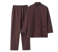 MYIESAXL Puro Cotone Tai Chi Uniforme Uomo Kung Fu Abbigliamento Manica Lunga Abiti Tradizionali Cinesi, Taglia grandeTang Suit Hanfu Pantaloni Giacche Abito per Arti Marziali