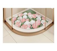 MYIESAXL Tappetino da Doccia angolare, Tappeto da Bagno in luffa, Tappeto Curvo Antiscivolo per Doccia Interna, tappetini da Bagno con Scarico, Tappetino da Bagno Lavabile (75x75 cm)