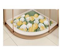 MYIESAXL Tappetino da Doccia angolare, Tappeto da Bagno in luffa, Tappeto Curvo Antiscivolo per Doccia Interna, tappetini da Bagno con Scarico, Tappetino da Bagno Lavabile (70x70 cm)