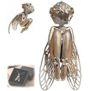 MYIHUIHUI Ciondolo angelo silenzioso Elegante ciondolo for collana angelo custode Capelli ricci intagliati a mano e ali in filigrana Gioielli for donne