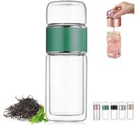 MYIHUIHUI Infusore for tè intelligente 3 in 1, teiere in vetro con doppia parete in vetro borosilicato ad alta densità, portatili, isolate e con separazione dell'acqua, for tè sfusi(1pcs-D,280ml)
