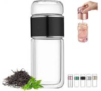 MYIHUIHUI Infusore for tè intelligente 3 in 1, teiere in vetro con doppia parete in vetro borosilicato ad alta densità, portatili, isolate e con separazione dell'acqua, for tè sfusi(1pcs-B,350ml)