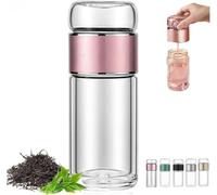MYIHUIHUI Infusore for tè intelligente 3 in 1, teiere in vetro con doppia parete in vetro borosilicato ad alta densità, portatili, isolate e con separazione dell'acqua, for tè sfusi(1pcs-A,280ml)