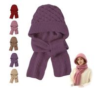MYIHUIHUI Sciarpa invernale versatile con cappuccio in maglia for donna, calda protezione for le orecchie in pile, berretto antivento, cappello invernale con sciarpa attaccata(#04)