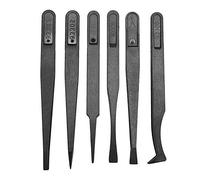 Myingaou 6 pz Pinzette di precisione set di plastica anti-statica Dimensione kit kit 1/2/3/5/6/8 ciascuno (nero)