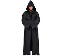 Myir JUN Mantello con Cappuccio per Adulti, Costume da Halloween Carnevale Robe Adulto Uomo Mantello Medievale Cosplay (L, Nero)