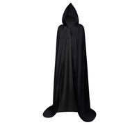 Myir JUN Mantello con Cappuccio Velluto, Adulto Bambini Halloween Mantelli Lungo Halloween Costume Unisex Strega Wicca (L, Nero)