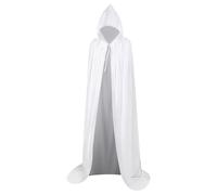 Myir JUN Mantello con Cappuccio Velluto, Adulto Bambini Halloween Mantelli Lungo Halloween Costume Unisex Strega Wicca (XXL, Bianco)