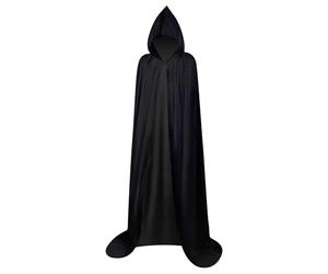 Myir JUN Mantello con Cappuccio Velluto, Adulto Bambini Halloween Mantelli Lungo Halloween Costume Unisex Strega Wicca (L, Nero)