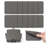 Myir JUN Sottobicchieri 10cm Set di 12 Sottobicchieri per Bicchieri Double Face Sottobicchieri Impermeabili Antiscivolo Resistente al calor con Portabicchieri (Grigio)