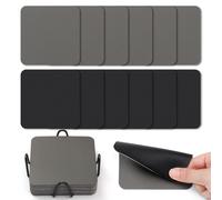 Myir JUN Sottobicchieri 10cm Set di 12 Sottobicchieri per Bicchieri Double Face Sottobicchieri Impermeabili Antiscivolo Resistente al calor con Portabicchieri (Grigio Nero)