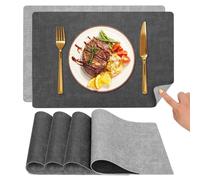 Myir JUN Tovagliette Americane lavabili e Sottobicchieri Set di 4, Tovaglietta Americana Bifacciale Antiscivolo Impermeabile Tovagliette Colazione Plastica Facile Pulire Tovagliette Americana