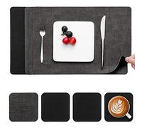 Myir JUN Tovagliette Americane Lavabili in Pelle e Sottobicchieri Set di 4