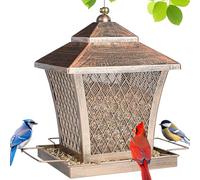 MYITYARD Mangiatoia per uccelli da appendere all'aperto, 1,8 kg, grande capacità, in metallo, con finitura bronzo vintage, resistente alla ruggine, per giardino, cortile, balcone, facile da riempire