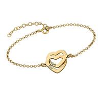 MYKA Bracciale Personalizzato con Cuori Incisi Intrecciati in Argento - Gioielleria su Misura con Iscrizioni di Nomi- Regalo per le Donne - Regali per la Festa della Mamma (Oro Vermeil 18k)
