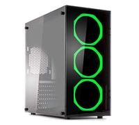 MYKA Case Gamign Cristal ATX 2 X USB2.0 1 USB 3.0 Ventole Halo CG-C01 (Verde)