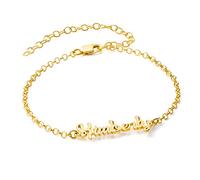 MYKA - Cavigliera con Nome Personalizzato in Placcato Oro 18K o Argento 925 Personalizzabile in Corsivo Regalo per le Donne Mogli Madre Nonne Fidanzate (Oro Vermeil 18K)