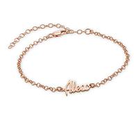 MYKA - Cavigliera con Nome Personalizzato in Placcato Oro 18K o Argento 925 Personalizzabile in Corsivo Regalo per le Donne Mogli Madre Nonne Fidanzate (Placcato Oro Rosa 18K)