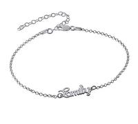 MYKA - Cavigliera con Nome Personalizzato in Placcato Oro 18K o Argento 925 Personalizzabile in Corsivo Regalo per le Donne Mogli Madre Nonne Fidanzate (Argento 925)