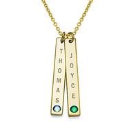 MYKA - Collana con Barretta Personalizzata Incisa in Placcato Oro 18K o Argento 925 Personalizzabile in Corsivo Regalo per le Donne Mogli Madre Nonne Fidanzate (Placcato Oro 18K)