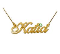 MYKA - Collana con Nome con Stile Diamante in Oro o Placcato Oro 18K o Argento 925 Personalizzabile in Corsivo Regalo per le Donne Mogli Madre Nonne Fidanzate (Oro 14K)