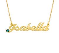 MYKA - Collana con Nome con Stile Diamante in Oro o Placcato Oro 18K o Argento 925 Personalizzabile in Corsivo Regalo per le Donne Mogli Madre Nonne Fidanzate (Oro Vermeil 18K)