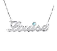 MYKA - Collana con Nome con Stile Diamante in Oro o Placcato Oro 18K o Argento 925 Personalizzabile in Corsivo Regalo per le Donne Mogli Madre Nonne Fidanzate (Argento 925)